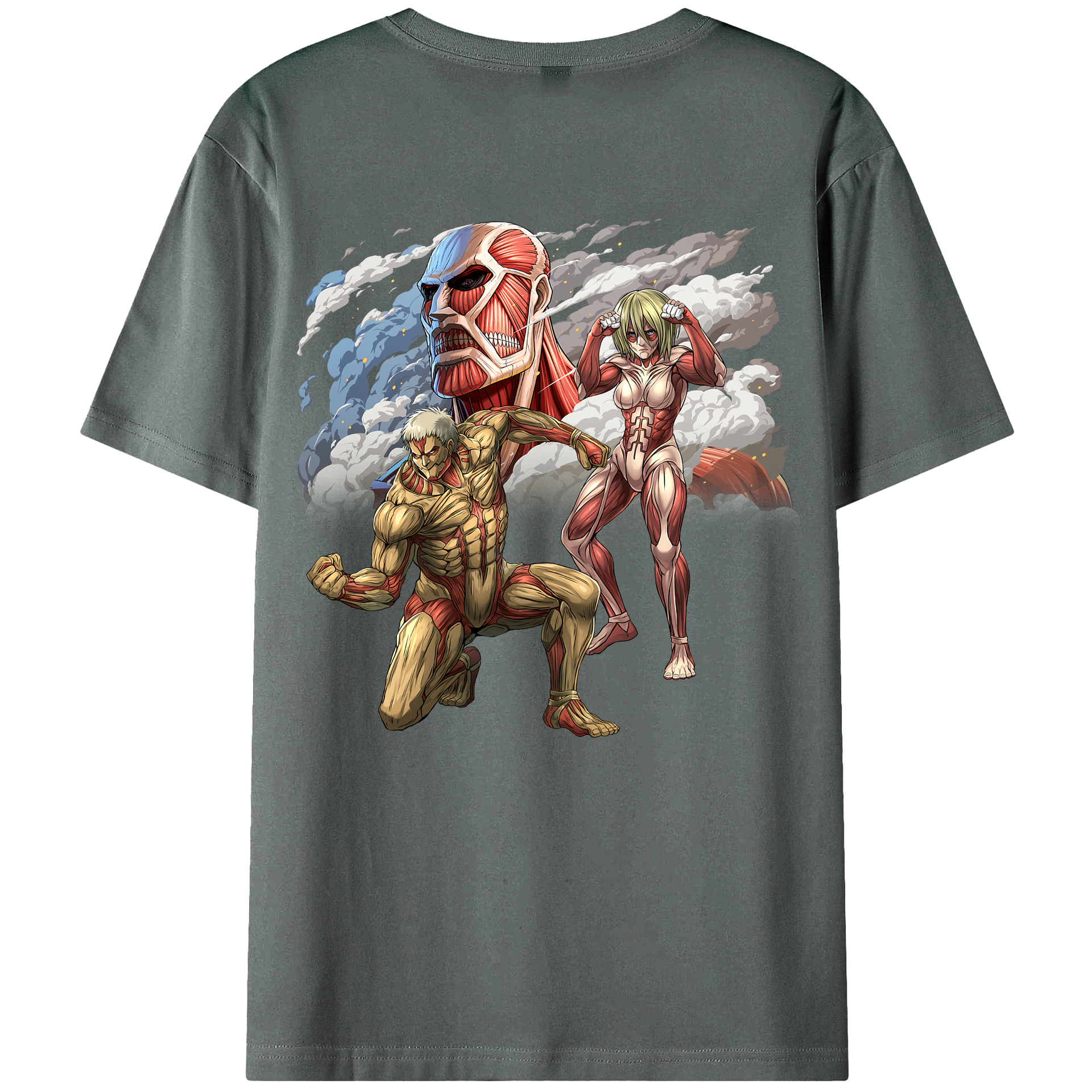 （画像用） 進撃の巨人 Attack on Titan 綿100％ メンズ半袖Tシャツ（バックプリント） 通気性